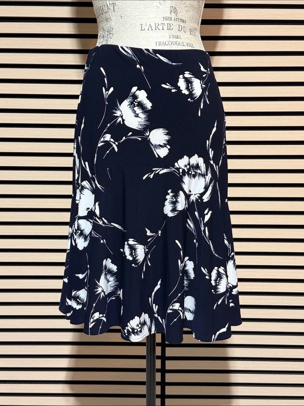 Chaps Navy Floral Circle Skirt